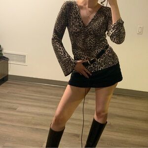 Leopard Y2K Bell Sleeve Billowy Blouse Moment